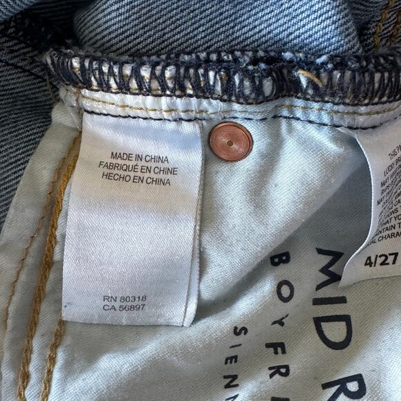 Lucky SZ 4/27 Boyfriend Sienna Jeans Mid-Rise Distressed Frayed Hem Stretch Blue - Picture 11 of 14